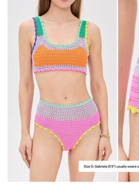 Beach Riot Andy Bikini Colorblock Top, Technicolor Rays, Size Large